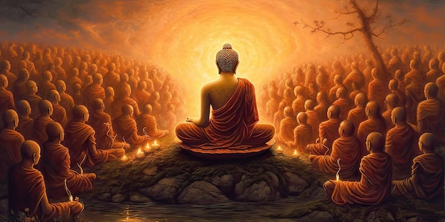 Buddha che impartisce insegnamenti sull'IA generativa