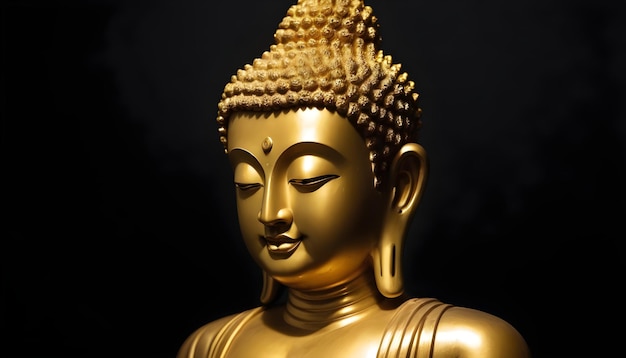 Buddha d'oro su uno sfondo nero