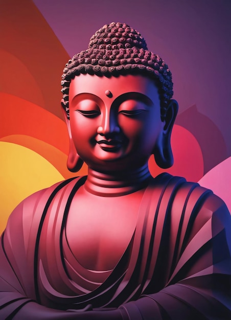 Buddha Low Poly Illustrazione Rosso viola