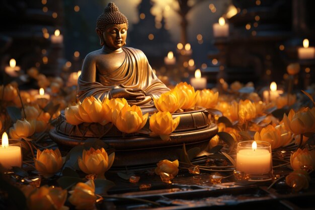 Buddha Purnima o Vesak Day Illustrazione generativa IA