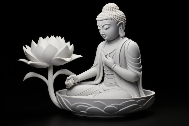Buddismo religione indiana della pace dio Buddha in posizione di loto prega per la pace mondiale culto della statua santa di tutti i credenti