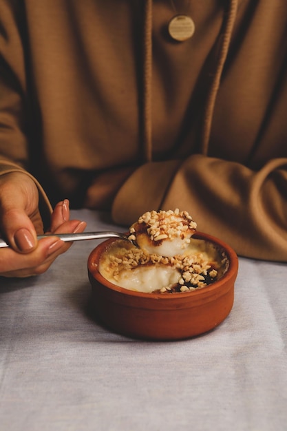 budino di latte dolce turco tradizionale con riso