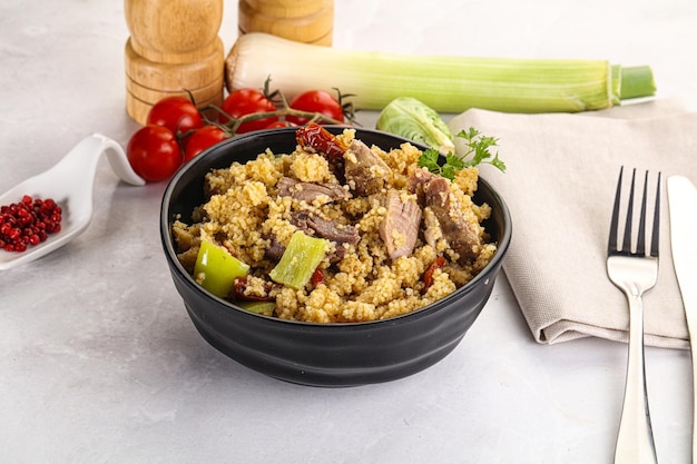 Bulgur con agnello e verdure