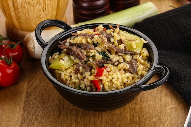 Bulgur con agnello e verdure