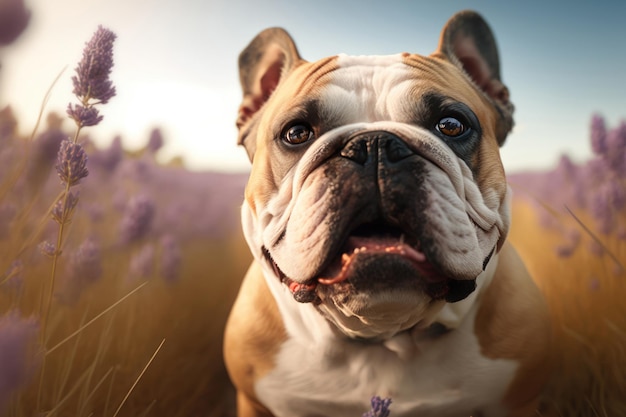 Bulldog cane ritratto in natura Ai illustrazione generativa