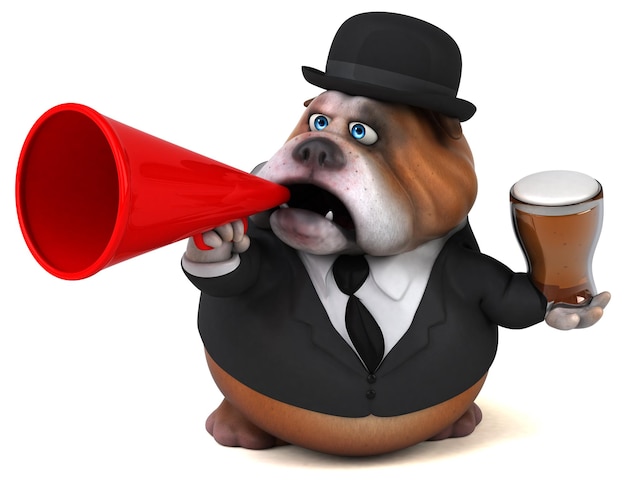 Bulldog divertente - Illustrazione 3D