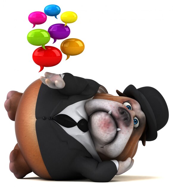 Bulldog divertente - illustrazione 3D