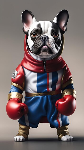 Bulldog francese in costume da boxe