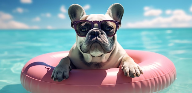 bulldog in vacanza Immagine generata dall'intelligenza artificiale