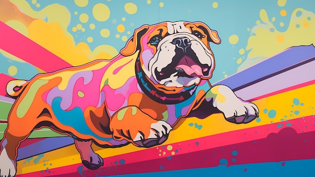 Bulldog inglese illustrazione colorata IA generativa