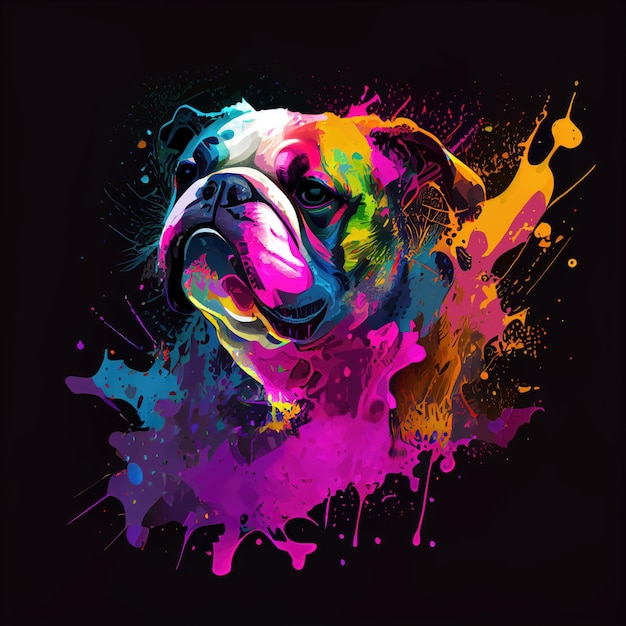 Bulldog su spruzzi colorati