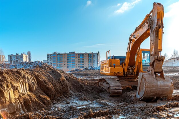 Bulldozer che scava attraverso la sporcizia