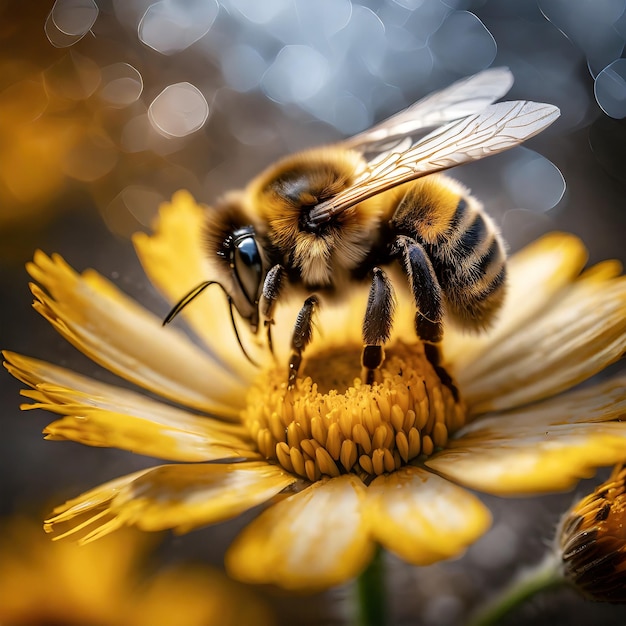 Bumblebee su un fiore giallo