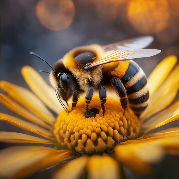 Bumblebee su un fiore giallo