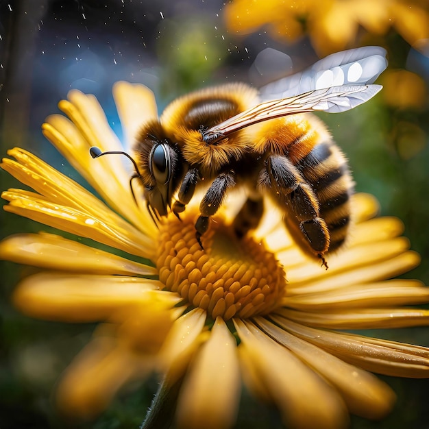 Bumblebee su un fiore giallo