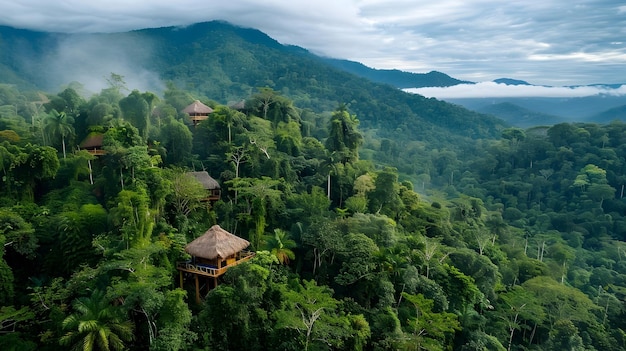 Bungalow isolati nella fitta giungla