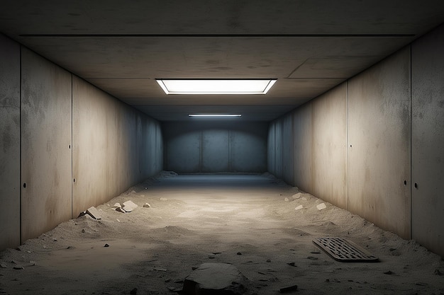 Bunker sotterraneo Mockup Spazio vuoto per la tua vetrina esclusiva