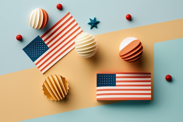 Buon 4 luglio Festa dell'Indipendenza degli Stati Uniti d'America USA Una festa federale negli Stati Uniti per commemorare la Dichiarazione di Indipendenza AI generativa