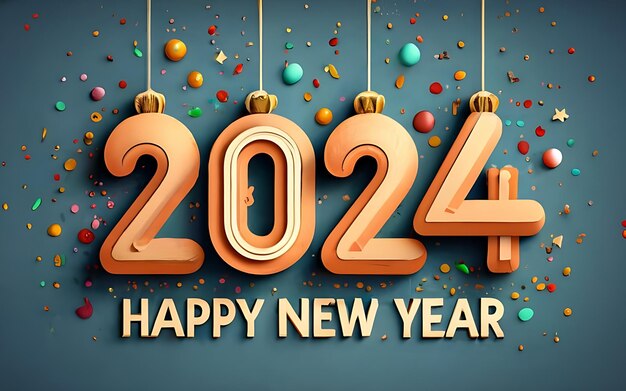 Buon anno 2024 Tipografia 3d Design