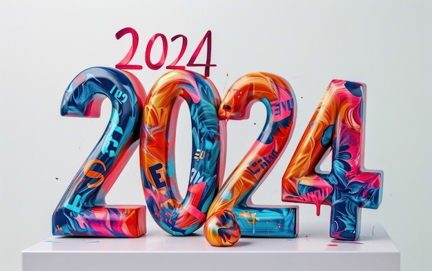 Buon anno nuovo 2024 in testo 3D