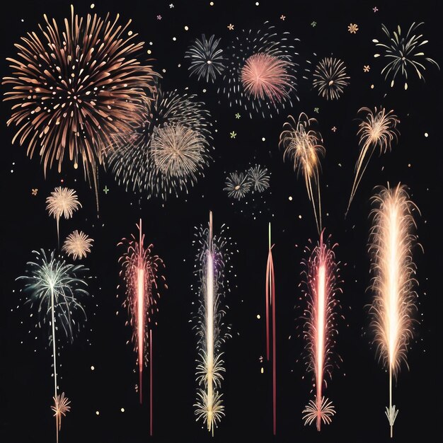 Buon anno nuovo fuochi d'artificio confetti immagini di sfondo collezioni di carte da parati carine ai generate