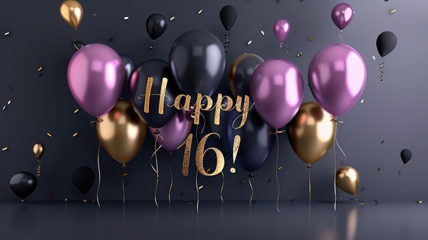 Buon compleanno felice 16 testo allegro celebrando la gioiosa occasione di compiere sedici anni una pietra miliare piena di felicità ed eccitazione