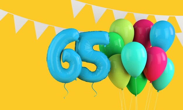 Buon compleanno palloncini colorati per feste e bunting d render