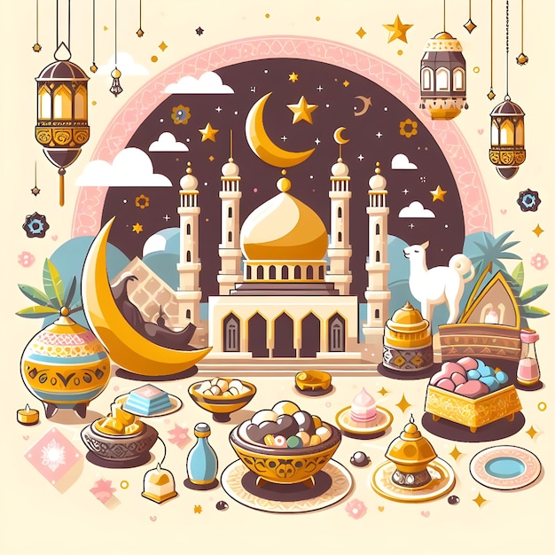 Buon Eid al Fitr Mubarak Design pulito