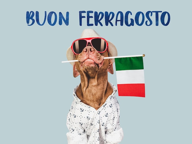 Buon Ferragosto Simpatico cane e bandiera italiana