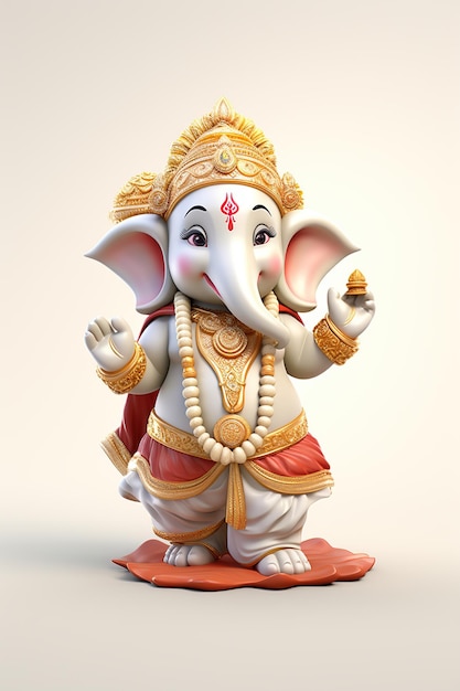 Buon Ganesh Chaturthi con l'adorabile bambino Ganesha 3d reso piccolo bambino Ganesha Generative Ai