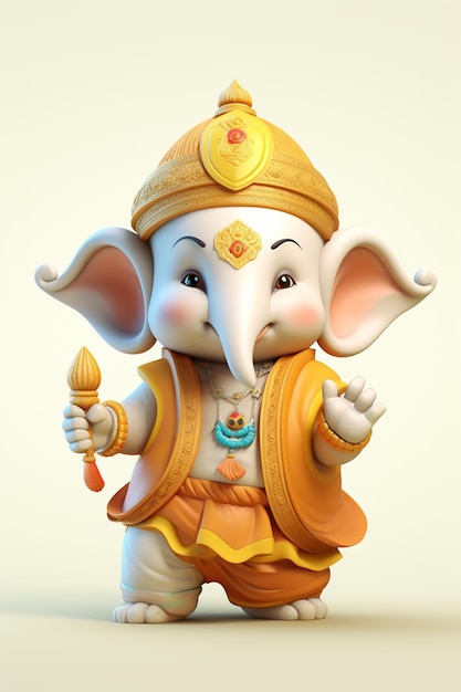 Buon Ganesh Chaturthi con l'adorabile bambino Ganesha 3d reso piccolo bambino Ganesha Generative Ai