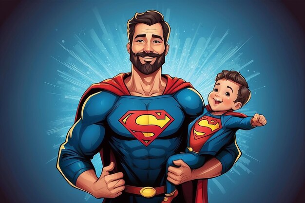 Buon giorno ai padri, super papà, disegno di illustrazione vettoriale.