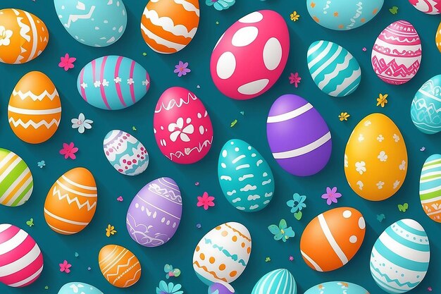 Buon giorno di Pasqua sullo sfondo con uova colorate AI generativa