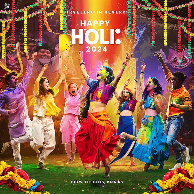 Buon giorno Holi meraviglioso poster banner design