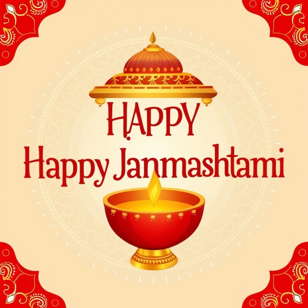 Buon giorno Janmashtami biglietto di auguri festivo indiano design di sfondo