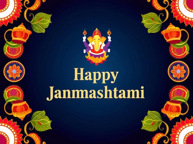 Buon giorno Janmashtami biglietto di auguri festivo indiano design di sfondo