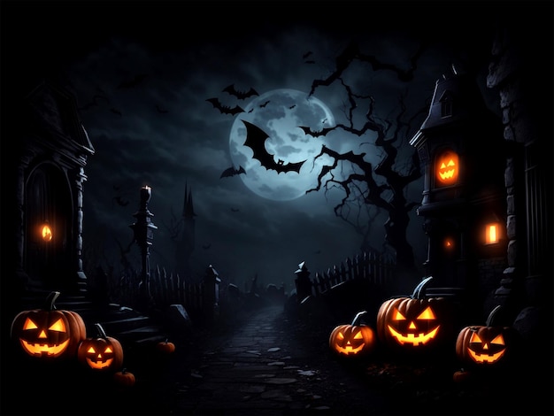 Buon Halloween con la lanterna e il fantasma al cimitero .