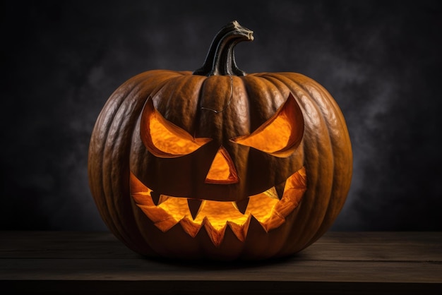 Buon Halloween spaventoso sfondo spaventoso con jack o lanterna intagliato faccia zucca