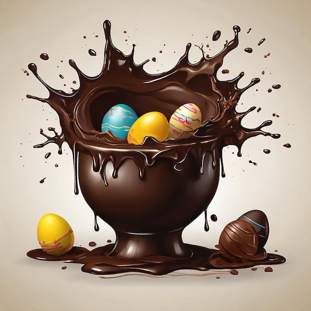 Buon lunedì di Pasqua cioccolato scuro spruzza illustrazione vettoriale