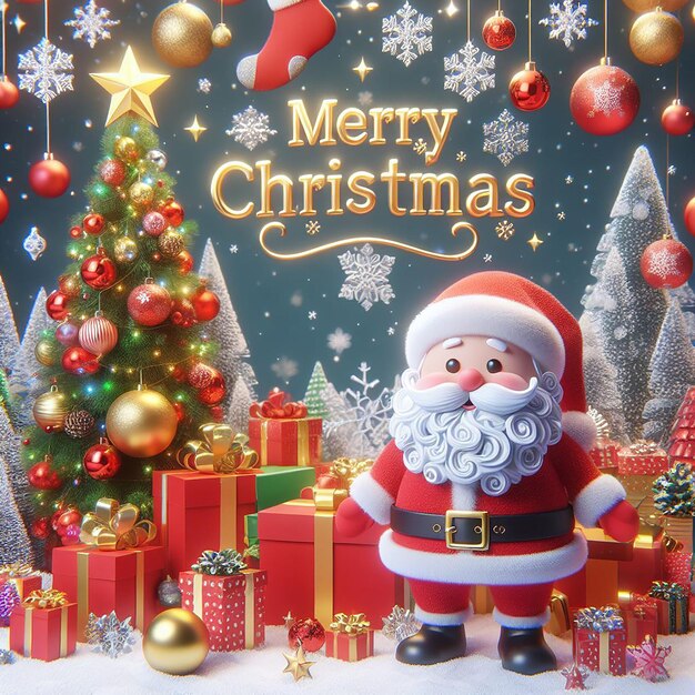 Buon Natale 3D Magia animata di Natale con regali di Babbo Natale e neve 29