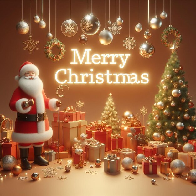 Buon Natale 3D Magia animata di Natale con regali di Babbo Natale e neve 58