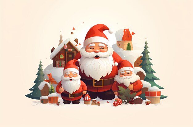 Buon Natale Babbo Natale cartone animato piatto carta illustrata poster carta da parati