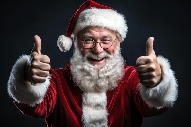 Buon Natale Babbo Natale che ride con il pollice in alto