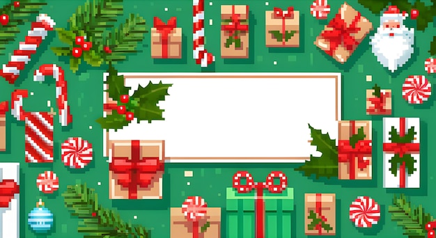 Buon Natale e Buon Anno sfondo di pixel art