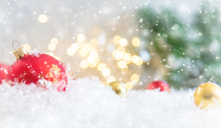 Foto buon natale e felice anno nuovo, fondo della cartolina d'auguri di feste. messa a fuoco selettiva.