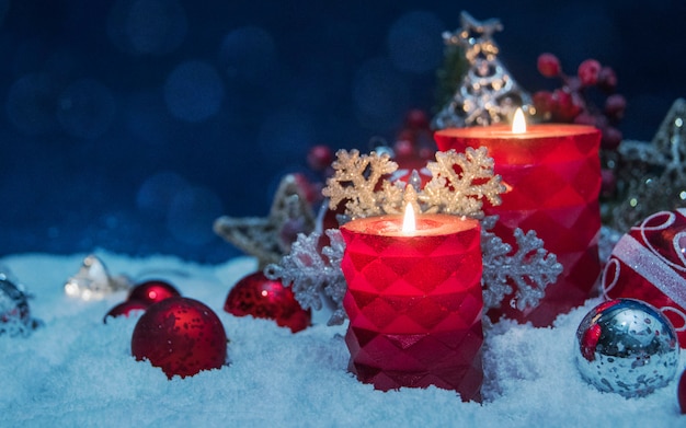 Buon Natale e felice anno nuovo, vacanze auguri con sfondo sfocato bokeh