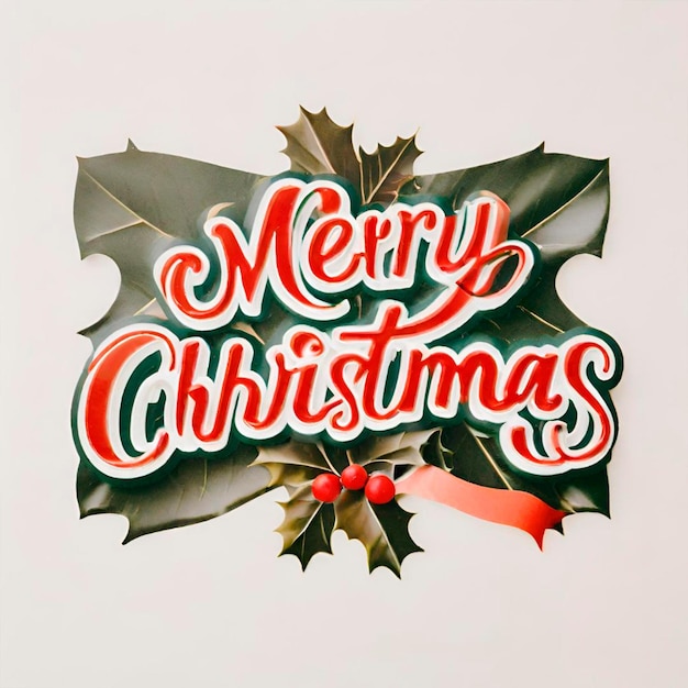 Buon Natale logo con foglie Generate Ai