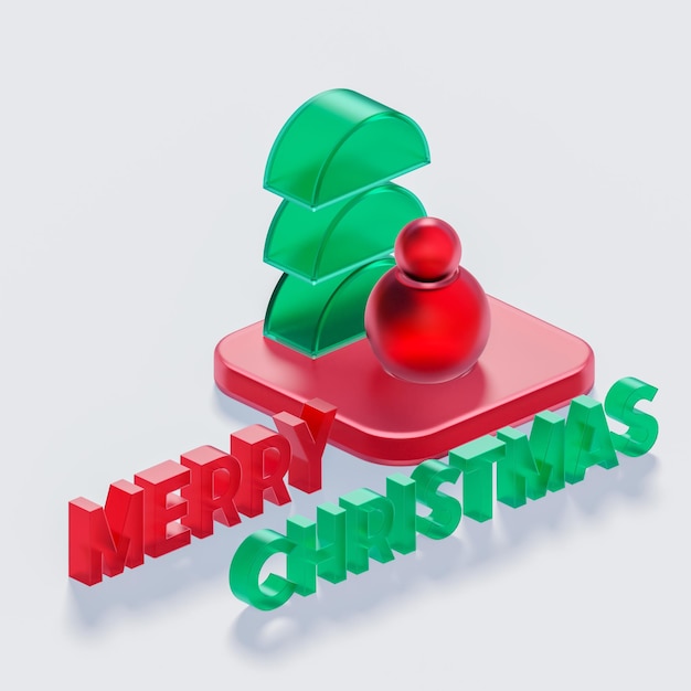 Buon Natale Morfismo di vetro isometrico social media post 3d rendering