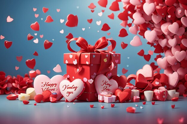 Buon San Valentino dolci cuori e confezione regalo o sfondo per il concetto di amore San Valentino