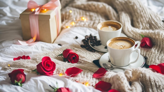 Buon Valentino Sorpresa per il tuo amato caffè a letto Generative Ai